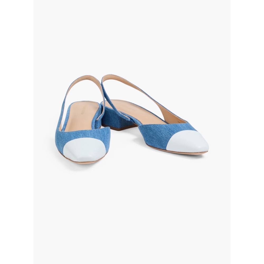 Veronica Beard Cecile Denim Blue and White Slingbacks